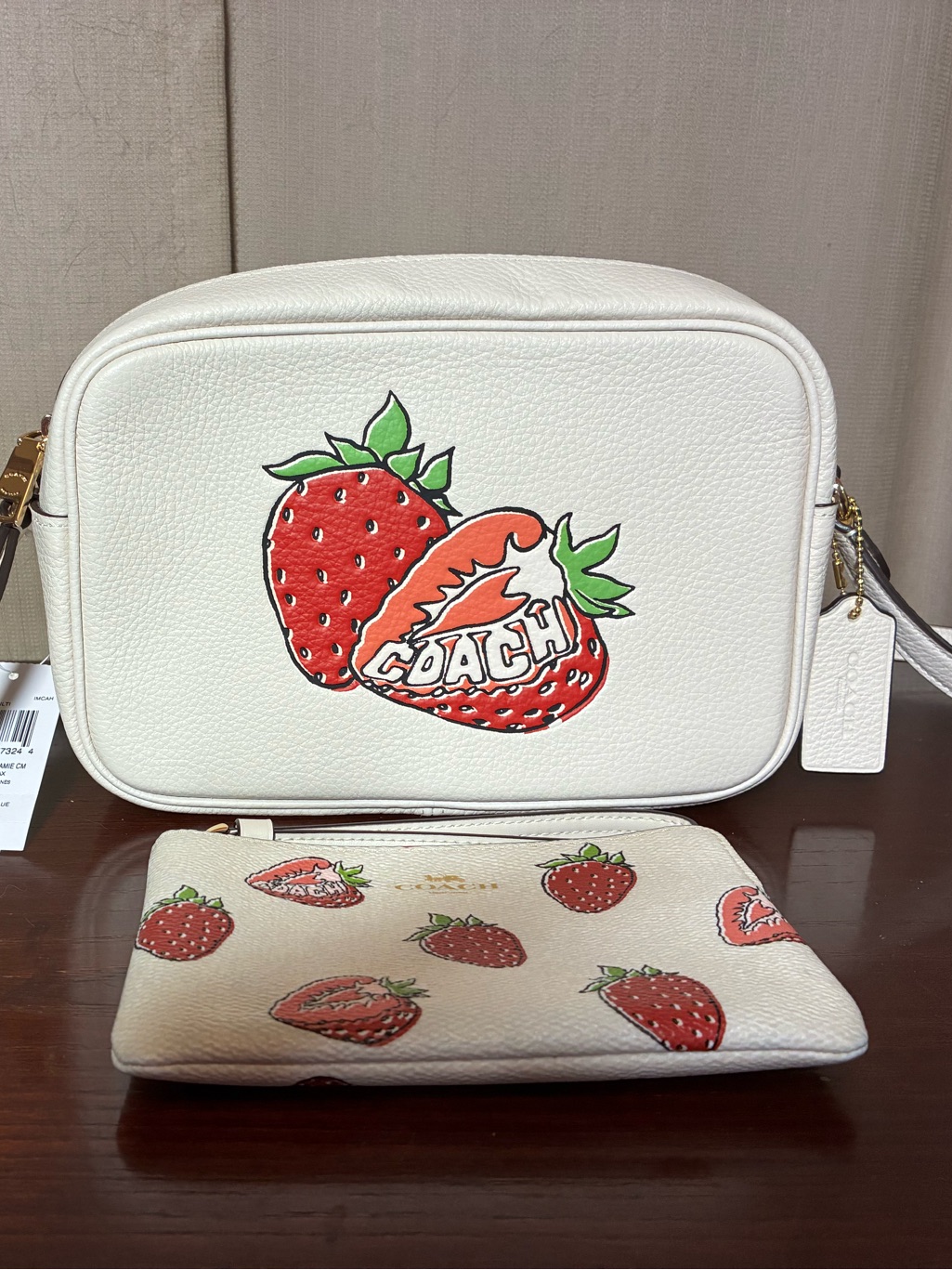 Coach Strawberry Print Crossbody Nwt With Matching Wristlet